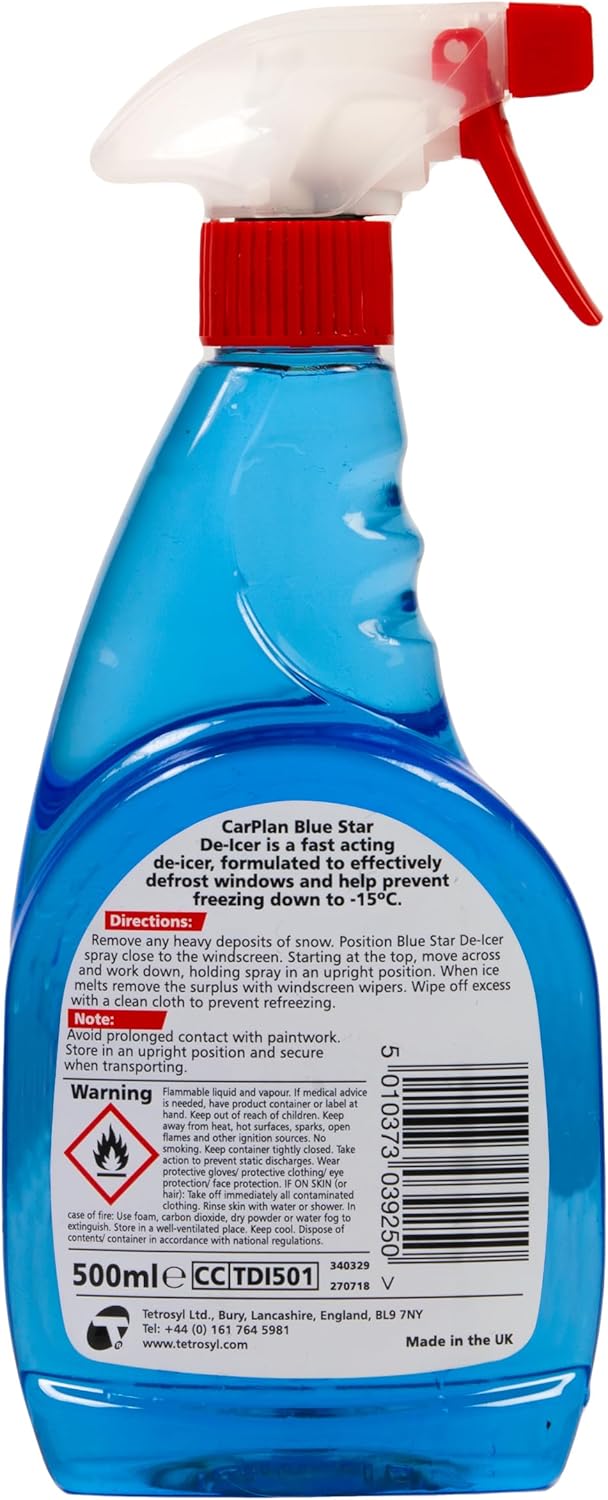 Carplan TDI501 Blue Star Winter De Icer Trigger Spray 500Ml X 4